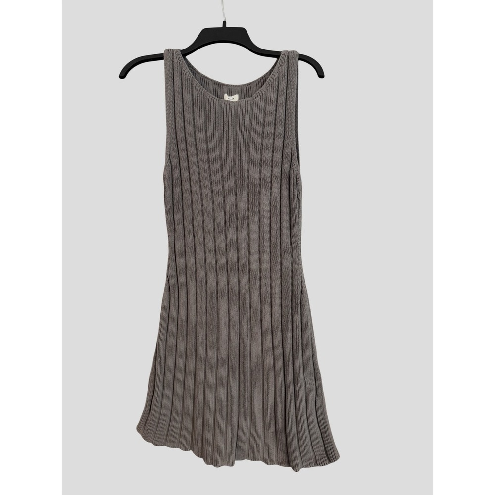 Aerie Ribbed Sweater Dress Womens Medium Gray Excellent Sleeveless Mini Knit